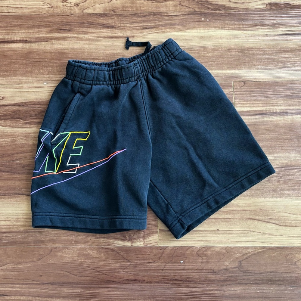 Nike Kids Black Shorts with Multicolor Logo